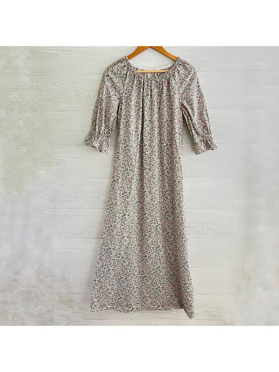Dresses & Skirts - Cottagecore Prairie Dress M Handmade Floral Cotton Maxi Peasant Boho 3/4 Sleeve